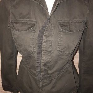 Ann Taylor LOFT Olive Drab Gray Green Blazer Jacket Size 6